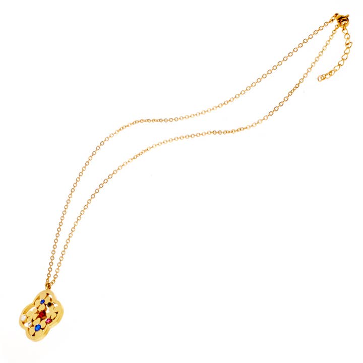 West Coast Jewelry - Wholesale Pendant/Charm Necklace - Elya Crystal Floral Stainless Steel Pendant Necklace1