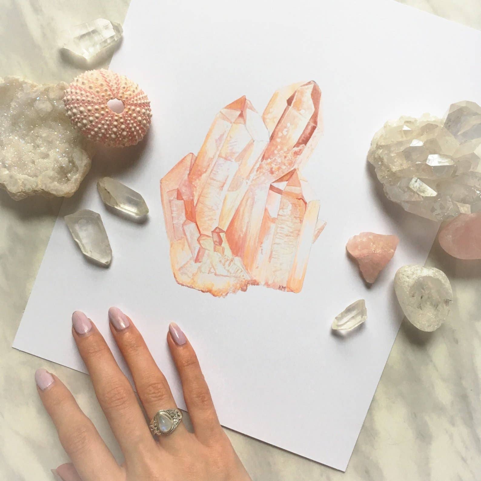 Katelyn Morse Art - Wholesale Art Print - Pink Crystal Art Print 11X140