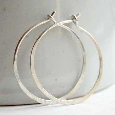 Regular 1" Silver Hoop Earrings for wholesale by DesignbyGam