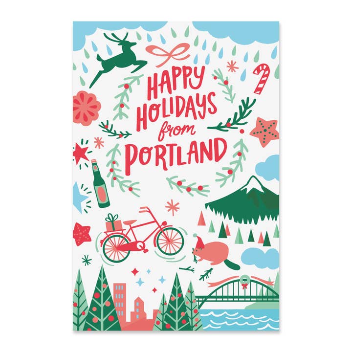 Portland Holiday Postcard Set for wholesale by Paper Parasol Press