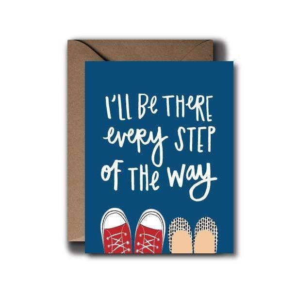Every Step Oof the Way - Tarjeta de felicitación para venta al por mayor de Black Lab Studio