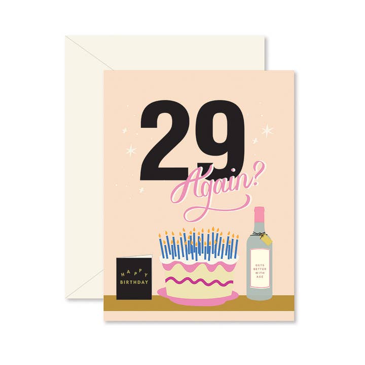 Ginger P. Designs – Großhandel Geburtstagskarten – Schon wieder 29? Grußkarte zum Geburtstag