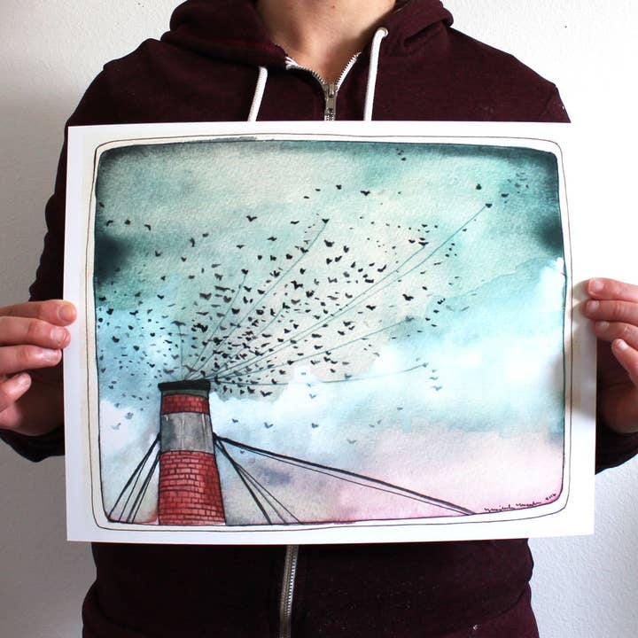 11'' x 14" Portland Chapman Swifts Art Print for wholesale by michele maule