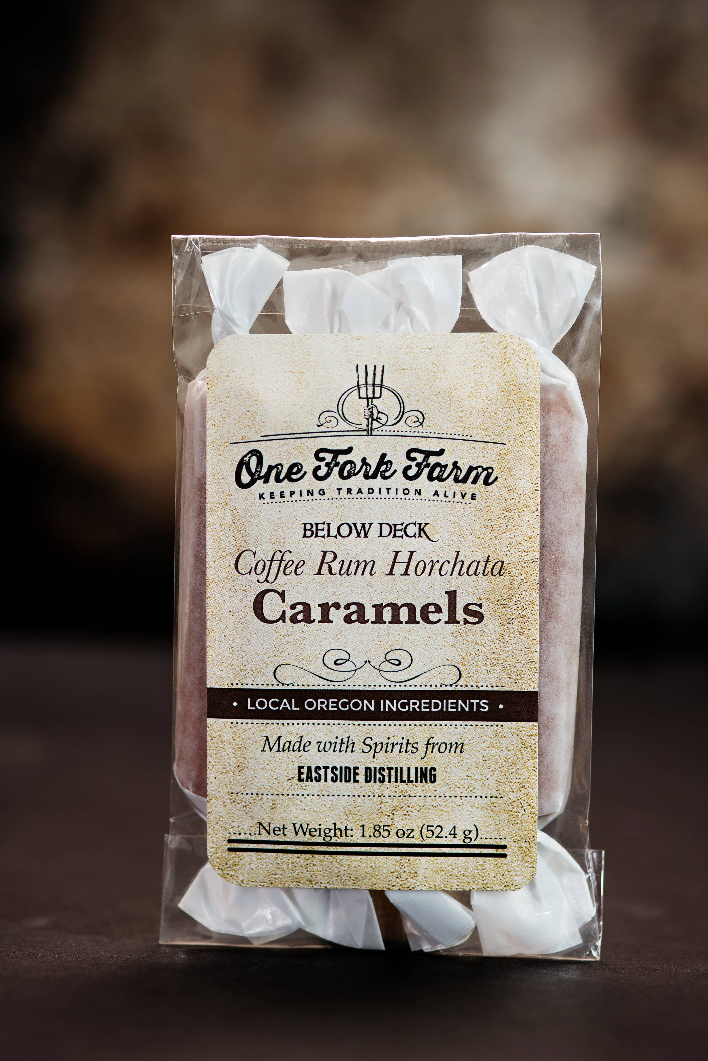 One Fork Farm Caramels - Wholesale Caramel - 1.8oz. Coffee Rum Horchata Caramels