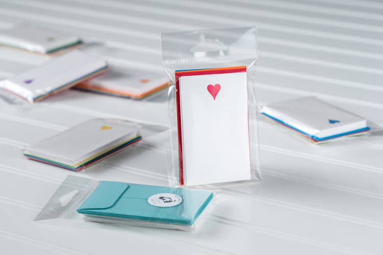 Bruno Press - Wholesale Stationery/Notecard Set - Letterpress Rainbow Heart Notecards1