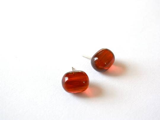 Leetie Lovendale - Wholesale Stud/Post Earrings - Tortoise Brown Oval Bulb Stud Earrings0