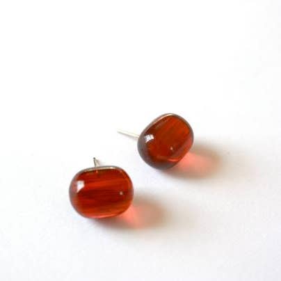 Leetie Lovendale - Wholesale Stud/Post Earrings - Tortoise Brown Oval Bulb Stud Earrings0