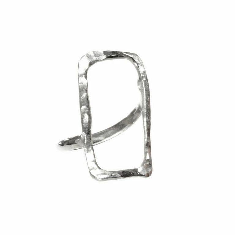 Alicia Marilyn Designs - Wholesale Band/Stacked Ring - Hammered Open Rectangle Ring - Sterling Silver1
