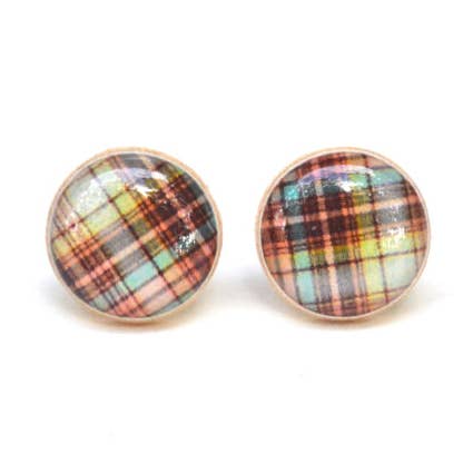 Fall Plaid Stud Earrings v.2 for wholesale by Starlight Woods