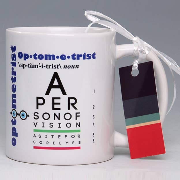 Whimsical Optometrist Mug for wholesale by Liane Fried Studio
