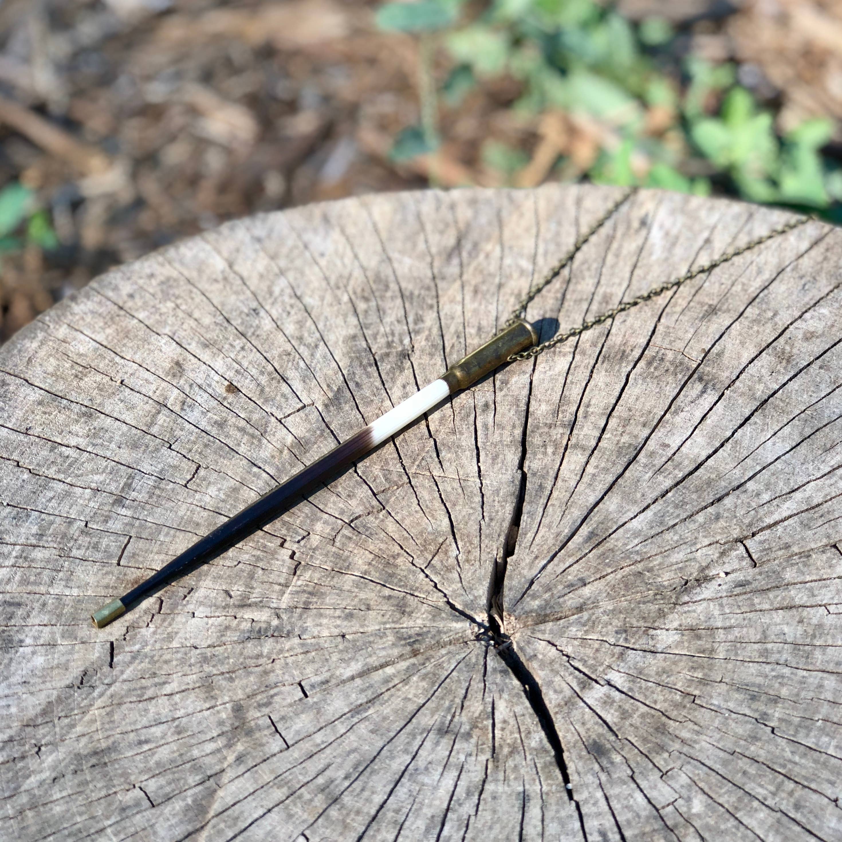 ASTALI - Wholesale Pendant/Charm Necklace - Porcupine Quill In Bullet Necklace, Black/Brown & Ivory2