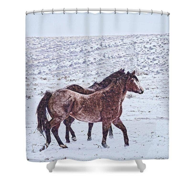 Amanda Smith Western Art, LLC - Vente Rideaux de douche - Rideau de douche enneigé0