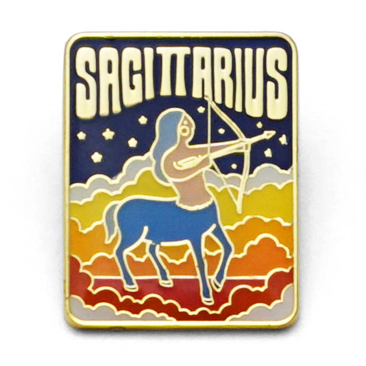 Spilla smaltata Sagittario per la vendita all'ingrosso da parte di Lucky Horse Press