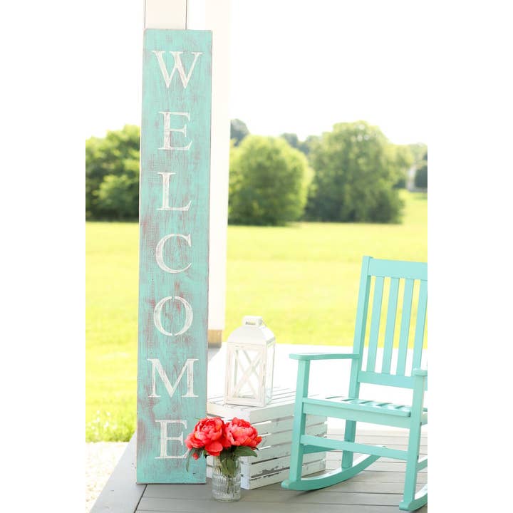 3' x 5" Rustic Teal Welcome Sign for wholesale by Native Range, LLC