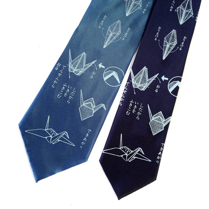 Origami Crane Silk Necktie for wholesale by Cyberoptix Tie Lab