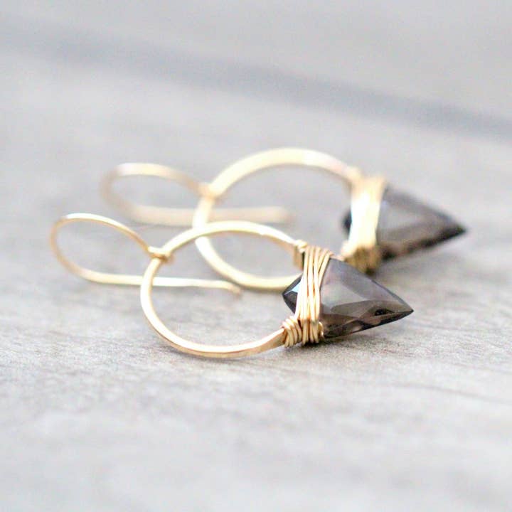 Albatross Earrings - Smoky Quartz for wholesale by Saressa Designs