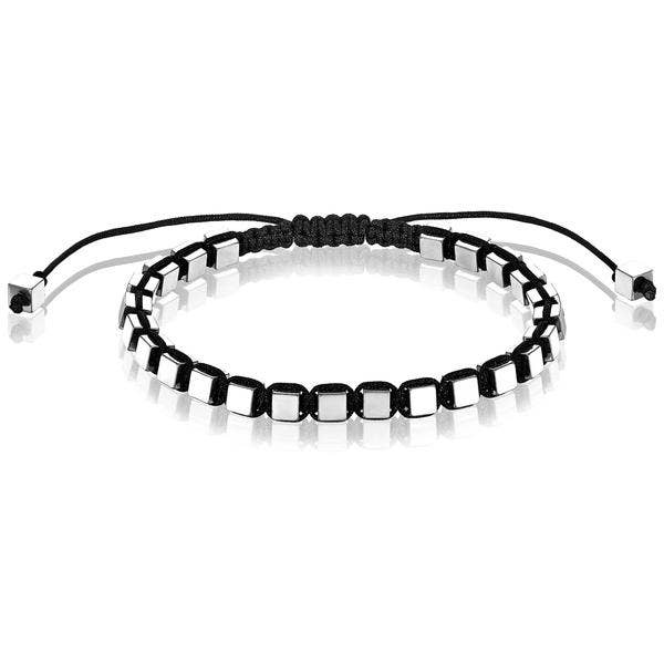 Small Hematite Cube Stone Adjustable Bracelet - 4mm for wholesale by West Coast Jewelry