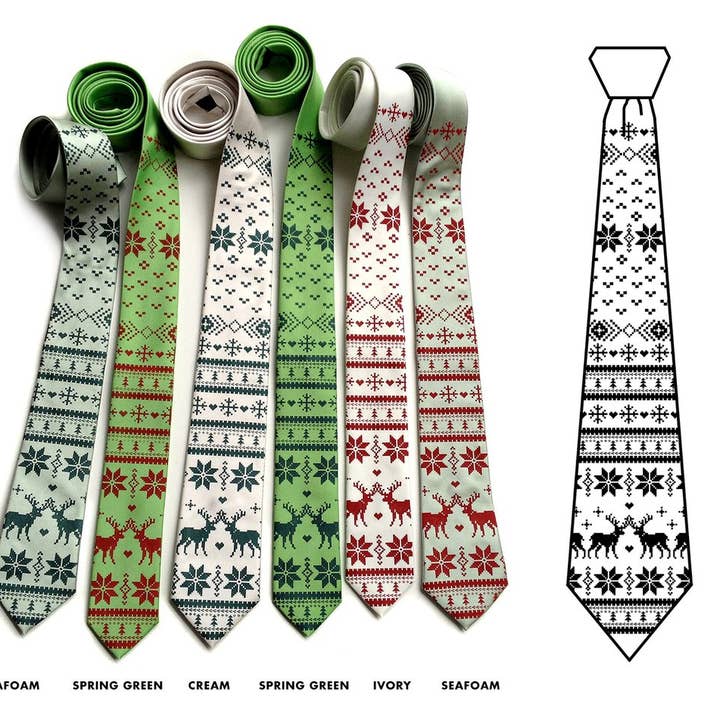 Cyberoptix Tie Lab - Wholesale Necktie - Men's - Christmas Sweater Necktie. Ugly Holiday Sweater Tie.