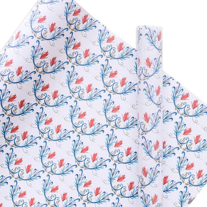 Good Juju Ink - Wholesale Wrapping Paper Roll - Roll - Rosemaling Wrapping Paper - Winter White0