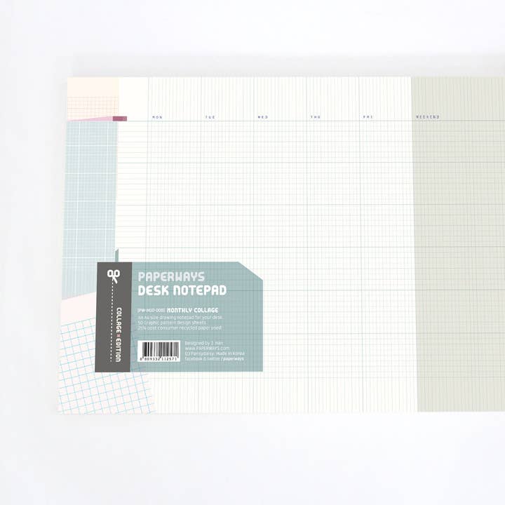 Bloc de notas de escritorio A4 de Paperways, con forma de collage mensual para venta al por mayor de Paperways