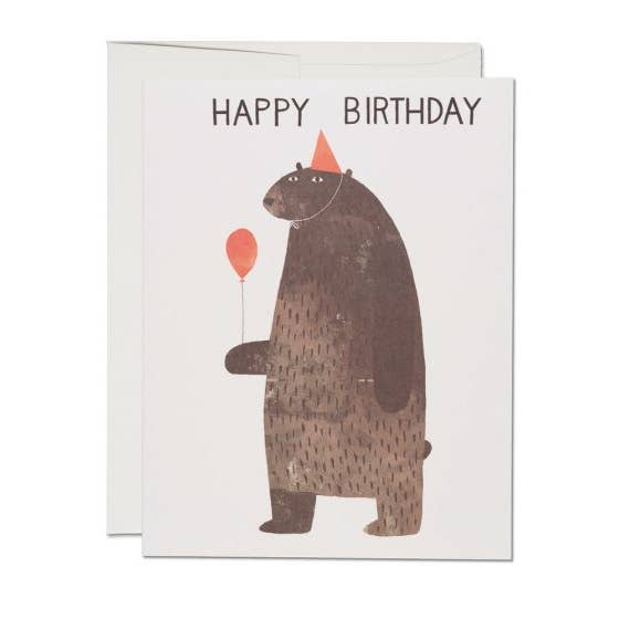 Red Cap Cards - Wholesale Birthday Card - Party Bear birthday greeting card