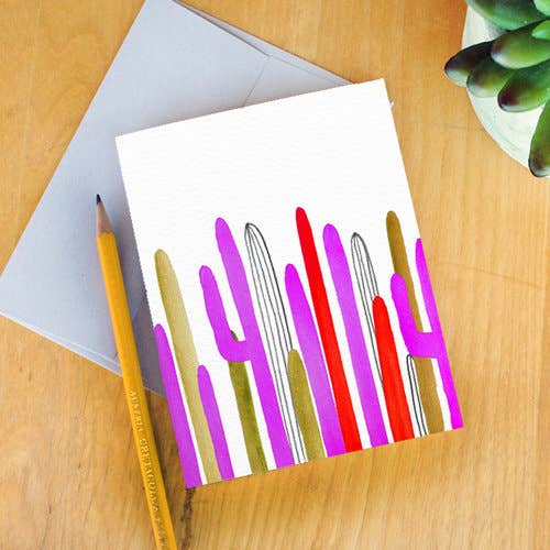 Paige Poppe Art - Wholesale Everyday Greeting Card - "Fall Saguaros" Greeting Card1