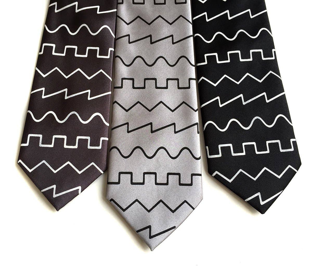 Cyberoptix Tie Lab - Wholesale Necktie - Men's - Oscillator Waves Silk Necktie. Sound Waves Tie1