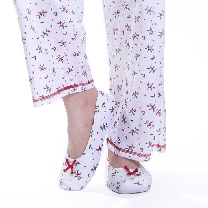 Holiday Mistletoe Slippers - IVORY/WHITE for wholesale by La Cera
