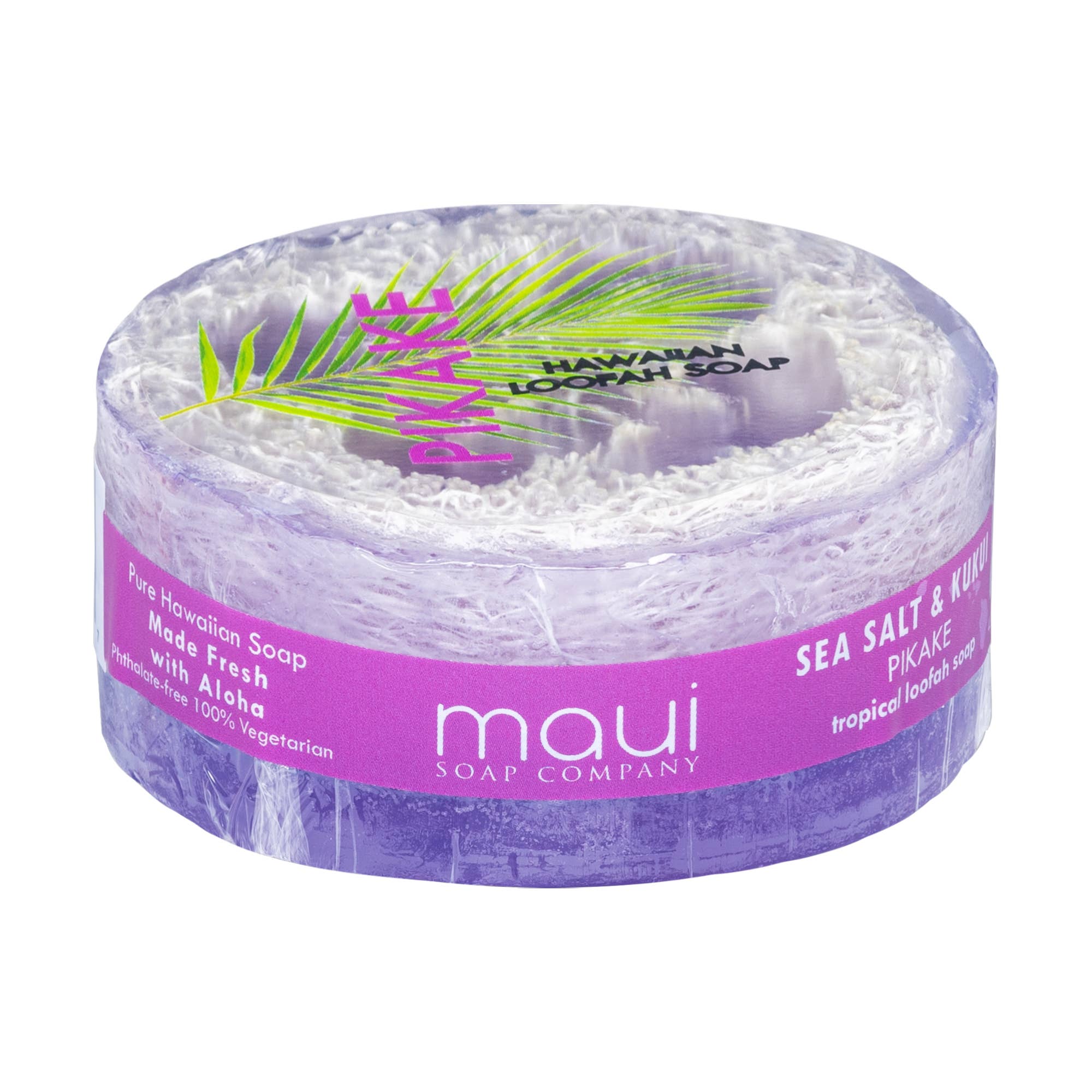 Maui Soap Co. – sabonete sólido por atacado – Sabonete Esfoliante Loofah Pikake Sea Salt & Kukui 4,75 onças2