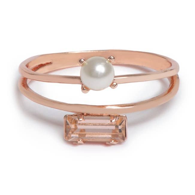 Monroe Duet Ring Peach Rose for wholesale by Bing Bang
