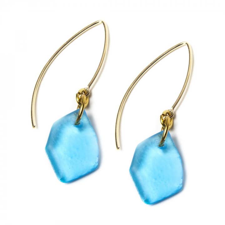 BABY HEX GOLD BOOMERANG EARRINGS | Recycled Jewelry | USA for wholesale by Smart Glass Recycled Jewelry