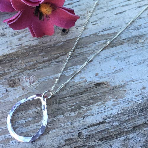 Petite Petal Hammered Sterling Silver Necklace for wholesale by Simply Sterling Designs