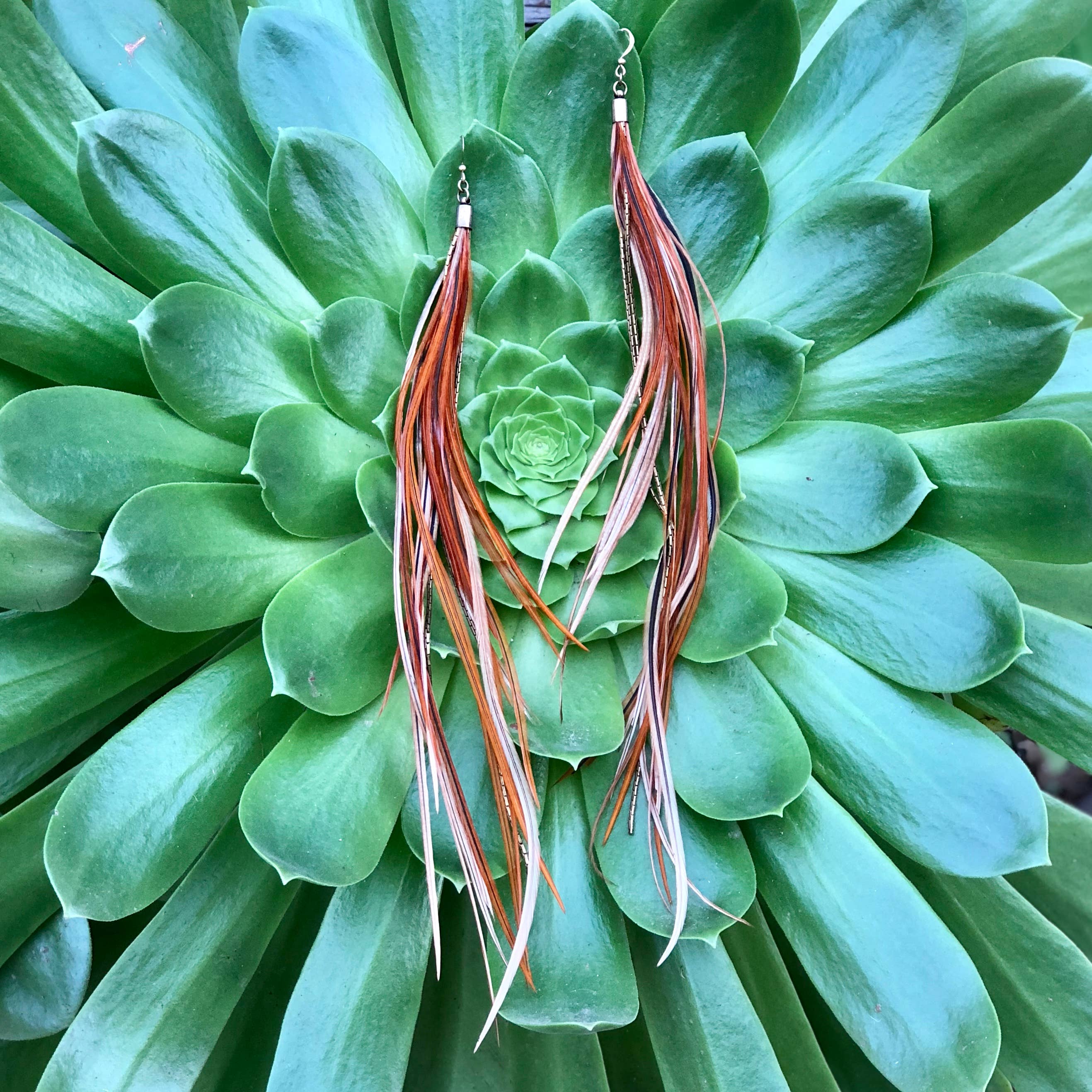 ASTALI - Wholesale Tassel Earrings - Extra Long Feather Earrings - Fawn, Boho Western Style2
