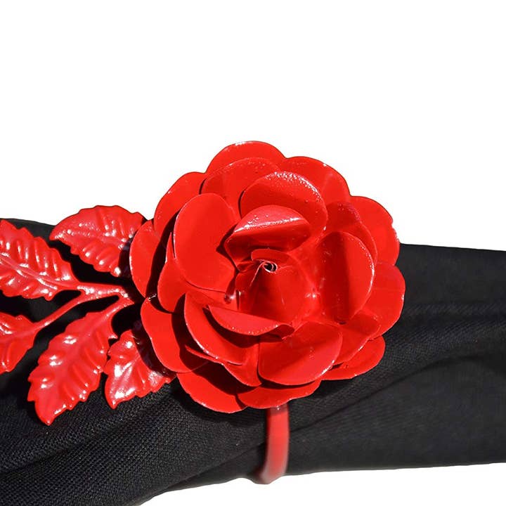 Vibhsa - Wholesale Napkin Ring - Red Rose Napkin Rings - Set of 41