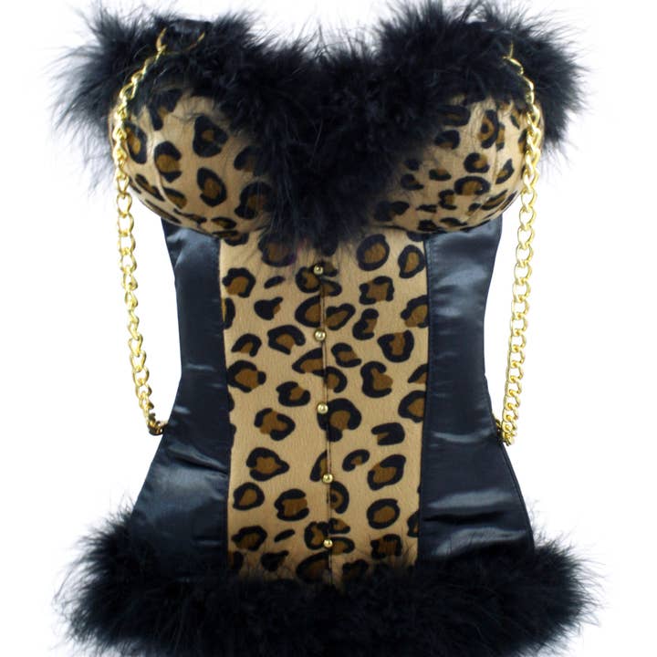 Tipsy Totes - Wholesale Wine Tote - Cheetah Bustier Double Tote Bag3