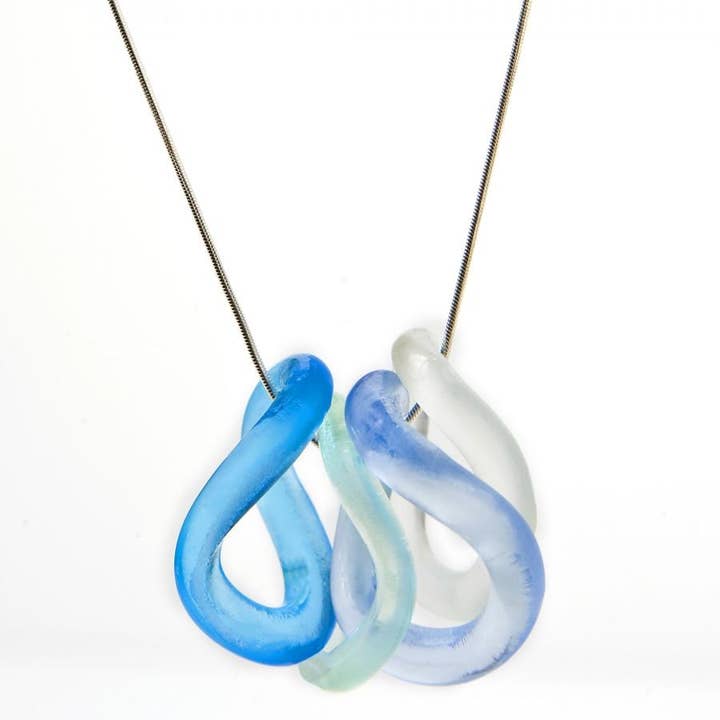 WAVE CUATRO NECKLACE for wholesale by Smart Glass Recycled Jewelry