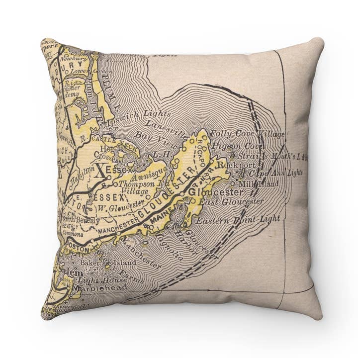 Gloucester Massachusetts Map Pillow for wholesale by Daisy Mae Designs
