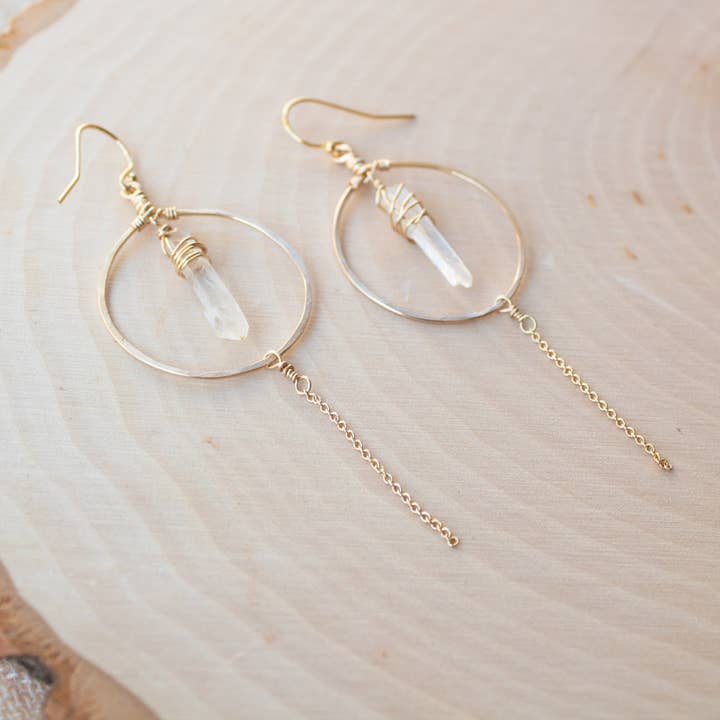 Lemurian Quartz Rain Earrings for wholesale by Crystal and Gold