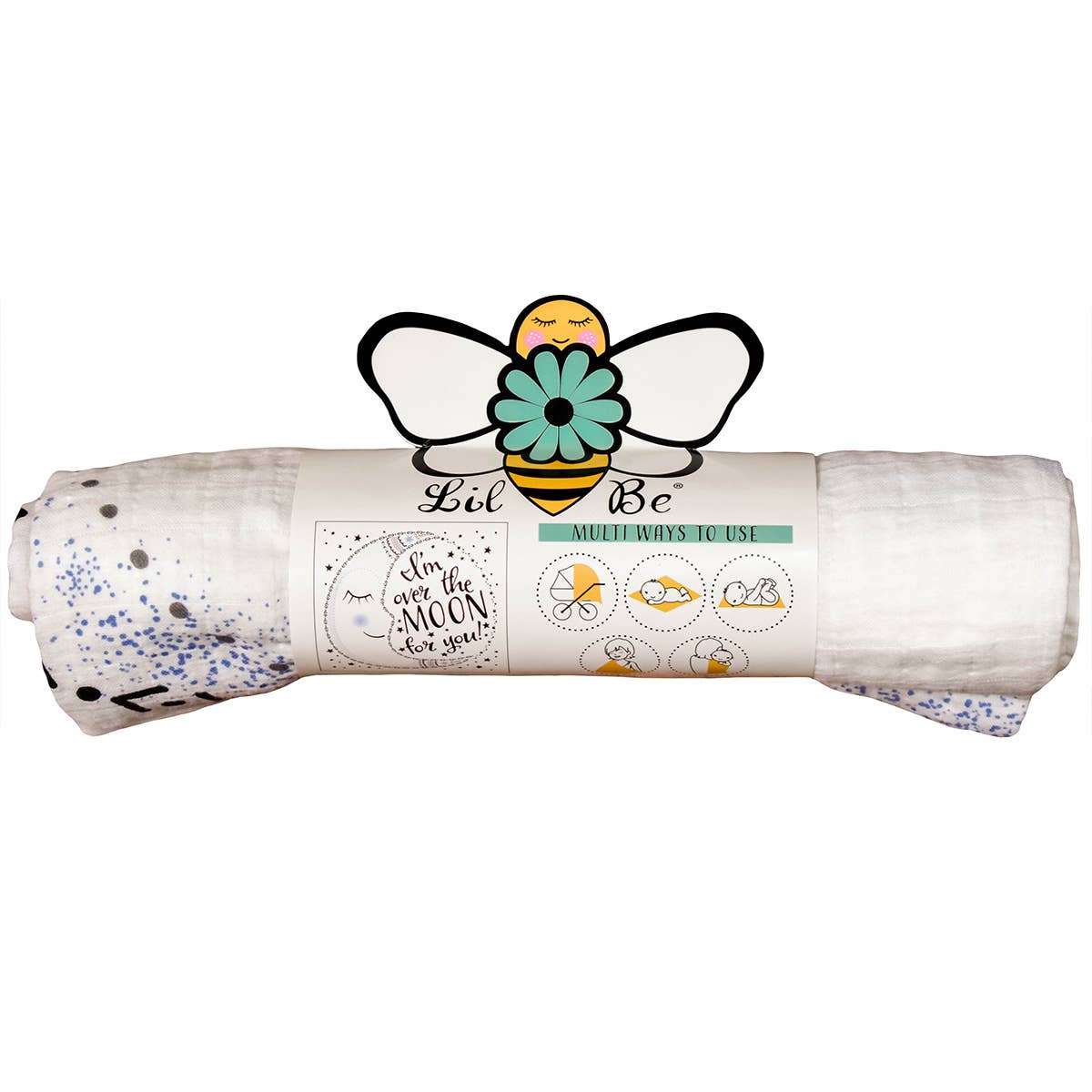 Lil Be - Wholesale Swaddle - Baby - Organic Swaddle I'm Over the Moon2
