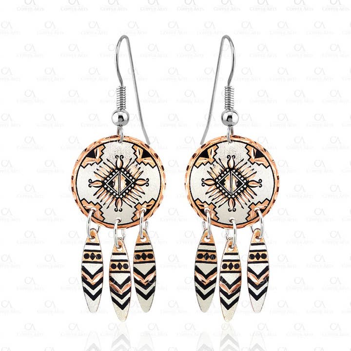 Boucles d'oreilles K 161 Southwest Native Starburst pour la vente par COPPER ARTS INC.