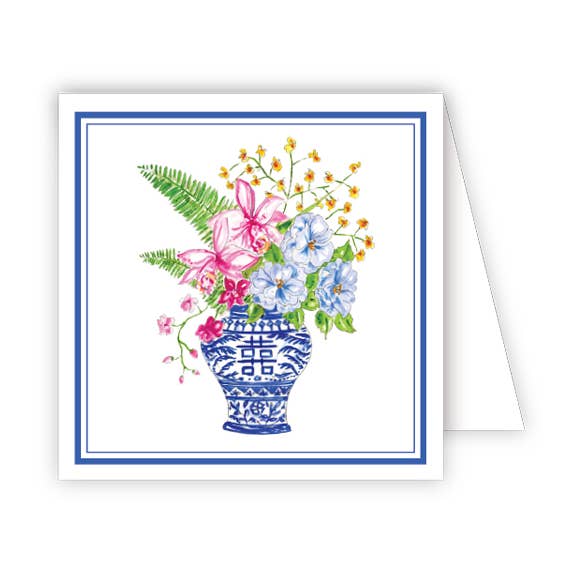 RosanneBeck Collections - Vendita all'ingrosso Biglietti di auguri generici - Biglietto con urna asiatica con motivo floreale.0