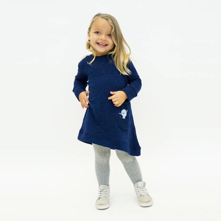 Asymmetric dress - blue quilt - baby/toddler sizes for wholesale by Bash + Sass