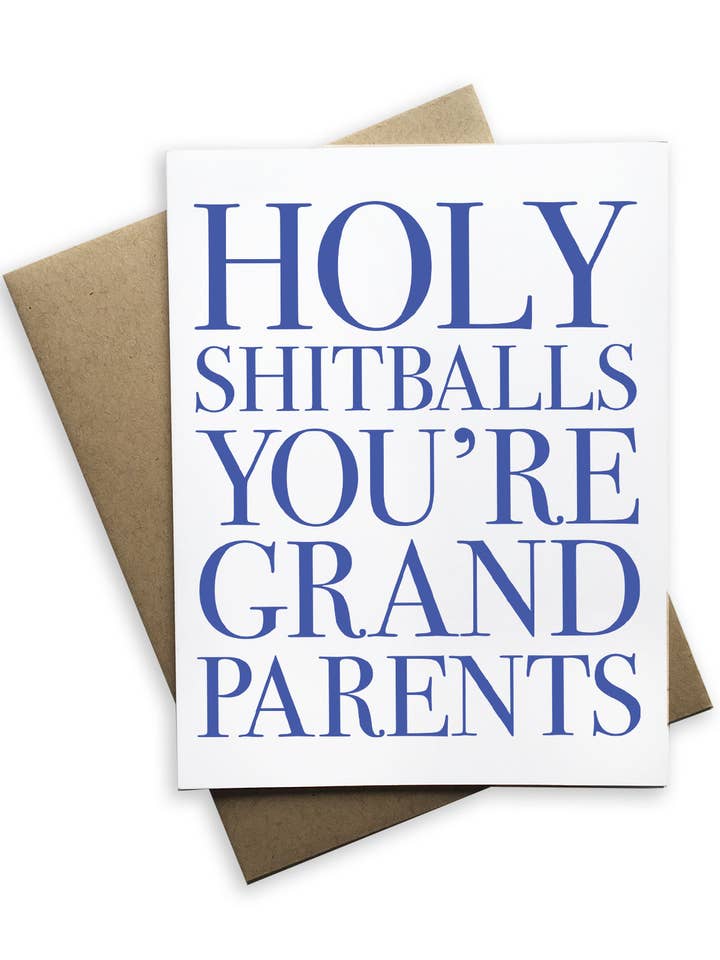 Holy Shitballs You're Grandparents for wholesale by Tiramisu Paperie