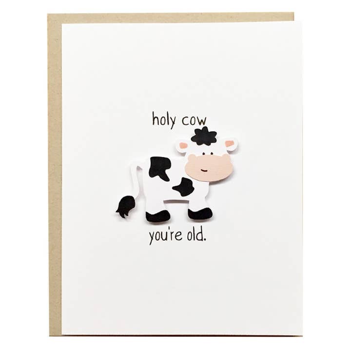 Holy Cow You're Old Card for wholesale by Pepper Pop