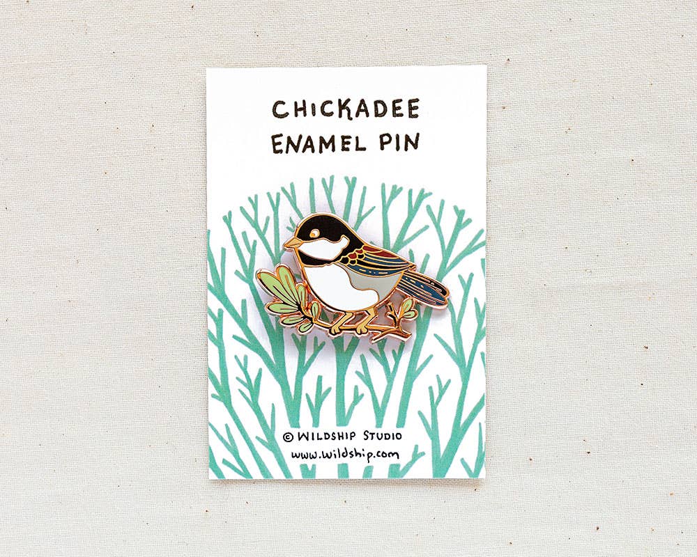 Wildship Studio - Wholesale Lapel Pin/Button - Chickadee Enamel Pin1