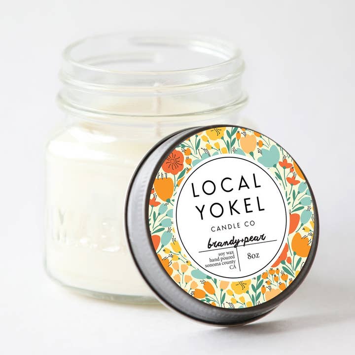 Brandy+Pære | 8oz Mason | Soy Wax Candle | for engroshandel hos THE LOCAL YOKEL
