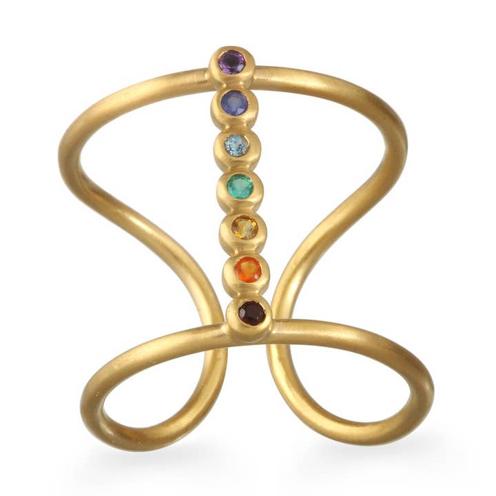 Multi Gemstone Chakra Ring for wholesale by Satya Jewelry