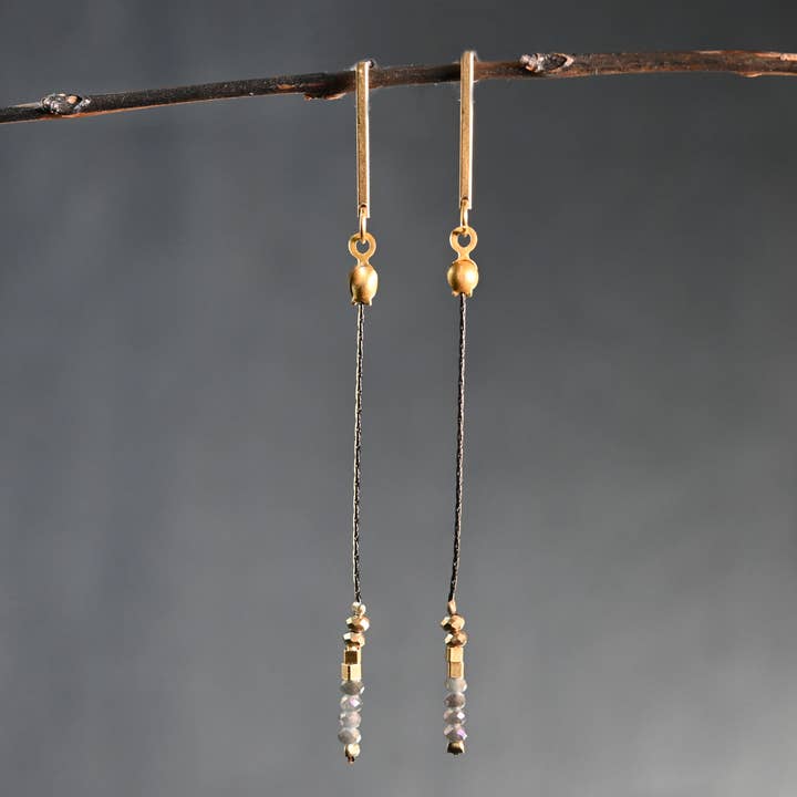 Delicate Beaded Chain Bar Top Earrings for wholesale by KBD Studio