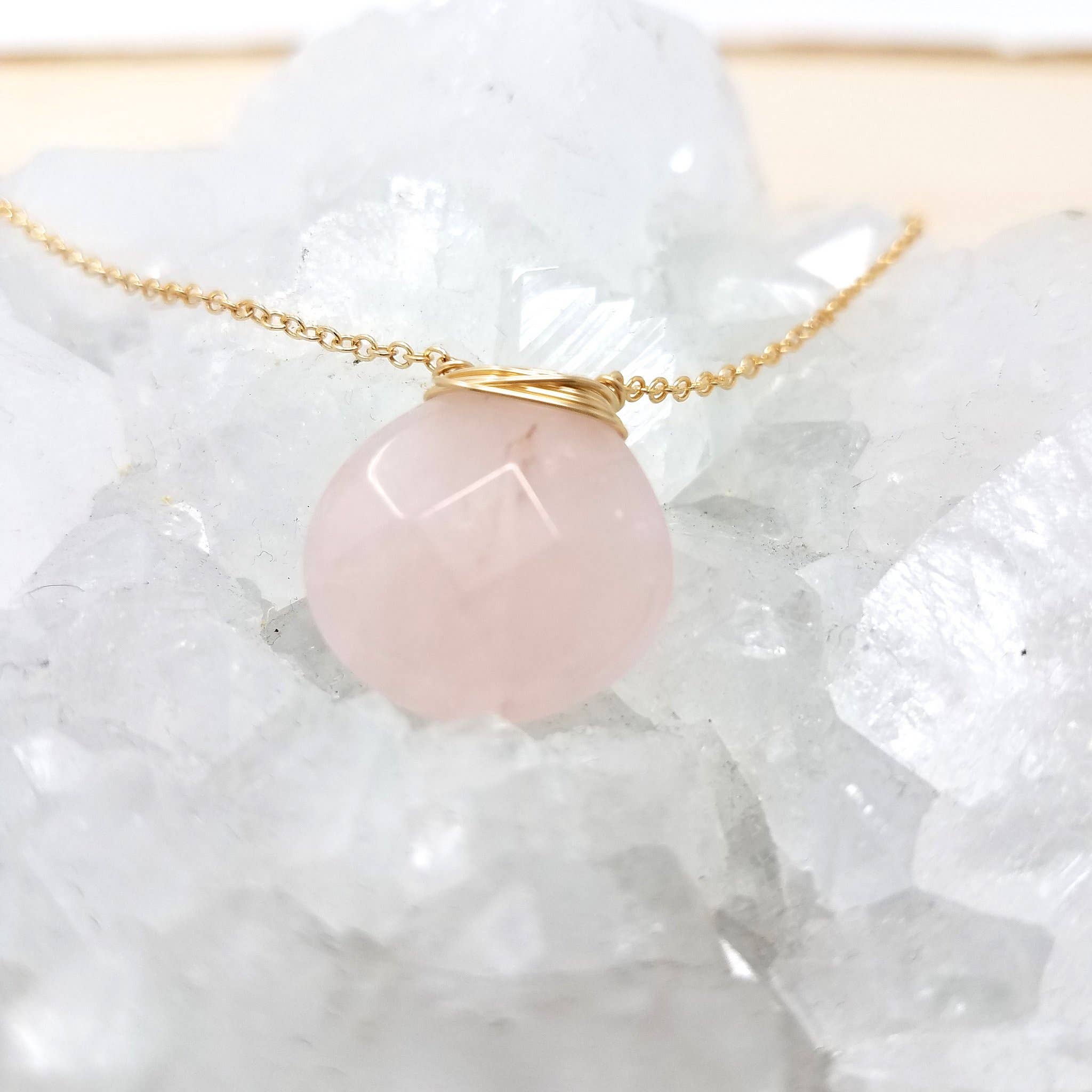 MissElenious Jewelry - Wholesale Pendant/Charm Necklace - Rose Quartz LOVE Necklace1