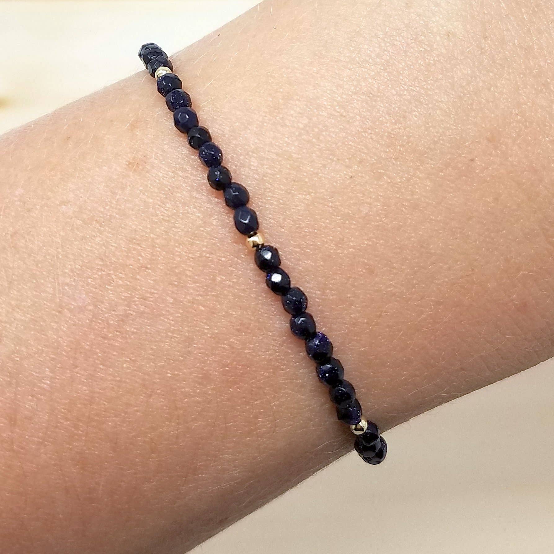 MissElenious Jewelry - Wholesale Beaded Bracelet - Blue Goldstone Beaded Bracelet0